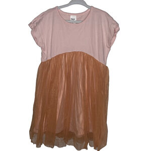 Girls Open Edit T-Shirt and Tulle Casual Dress Size 4 Pink & Orange Peach